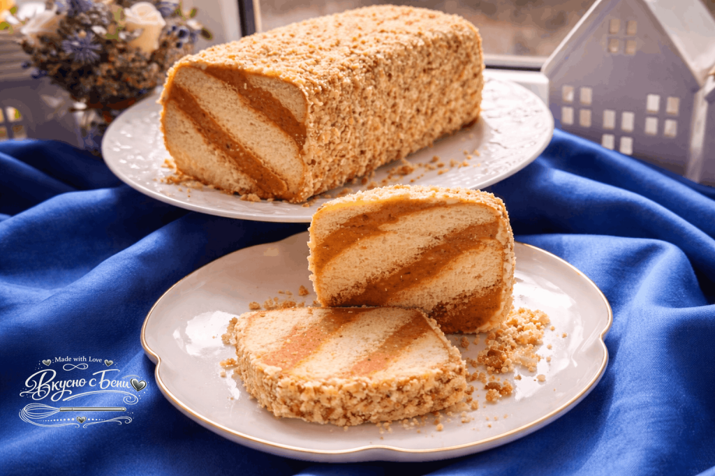 Бисквитено руло с мармалад и орехи